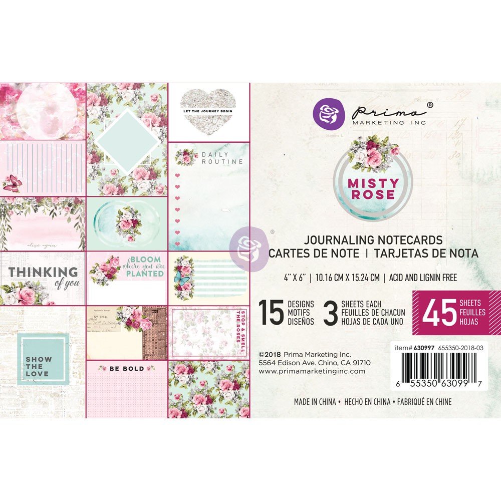 4x6 Journaling Cards - Misty Rose