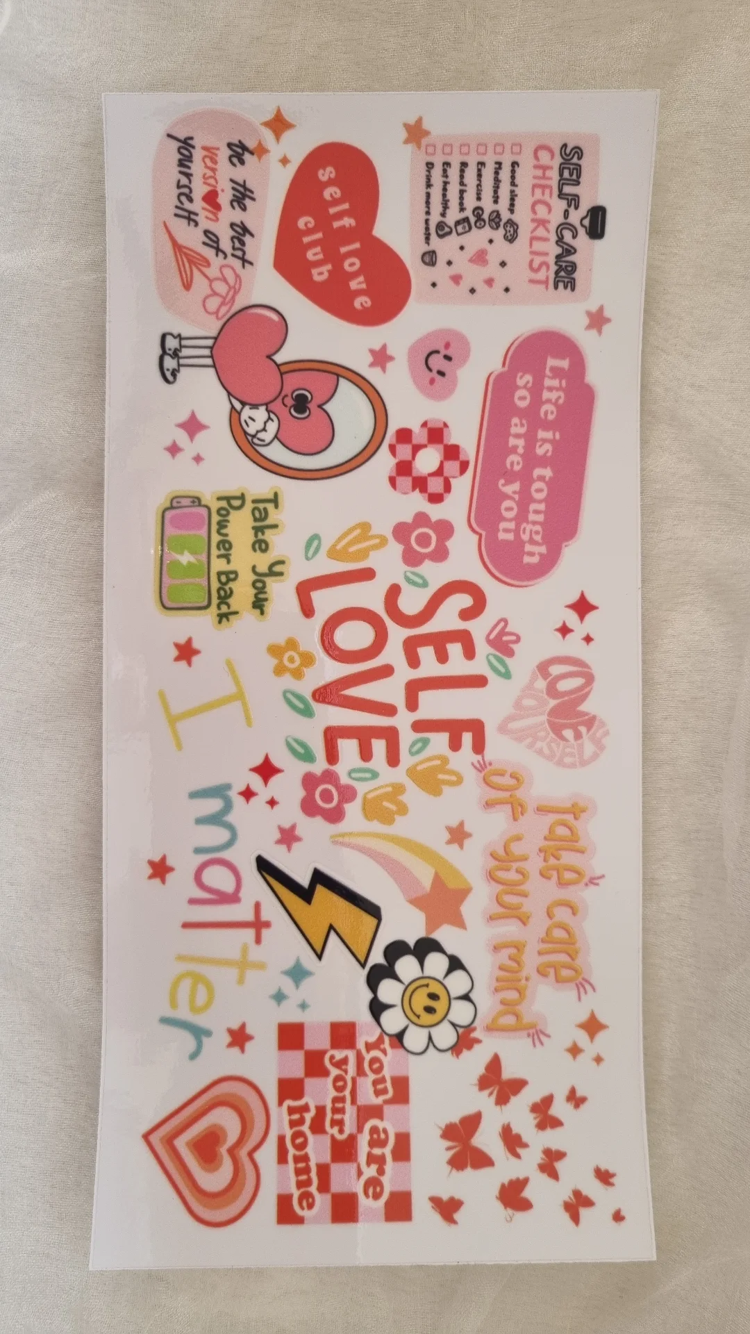 Waterproof Cup wraps Transfer Stickers Self love